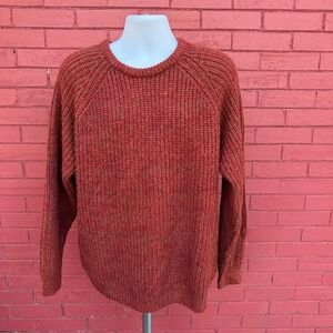 PG FIELD Masters of Country Wear Sweater Mens Large Orange Fisherman Chunky